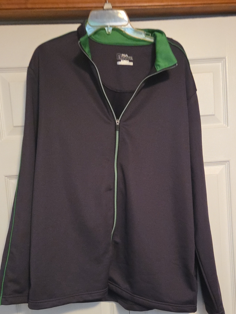 PGA Tour Gray Zip-Up Sweater with Green Trim